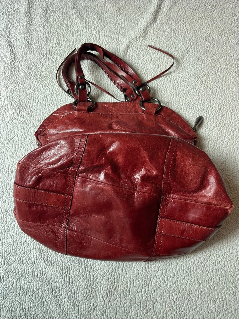 FRANCESCO BIASIA BURGUNDY SATCHEL HOBO LEATHER PURSE BAG